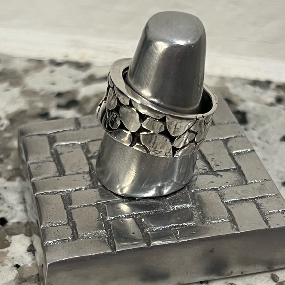 Vintage Sterling Silver Polished River Rocks or Pebble style Ring Size 6 - Picture 6 of 6